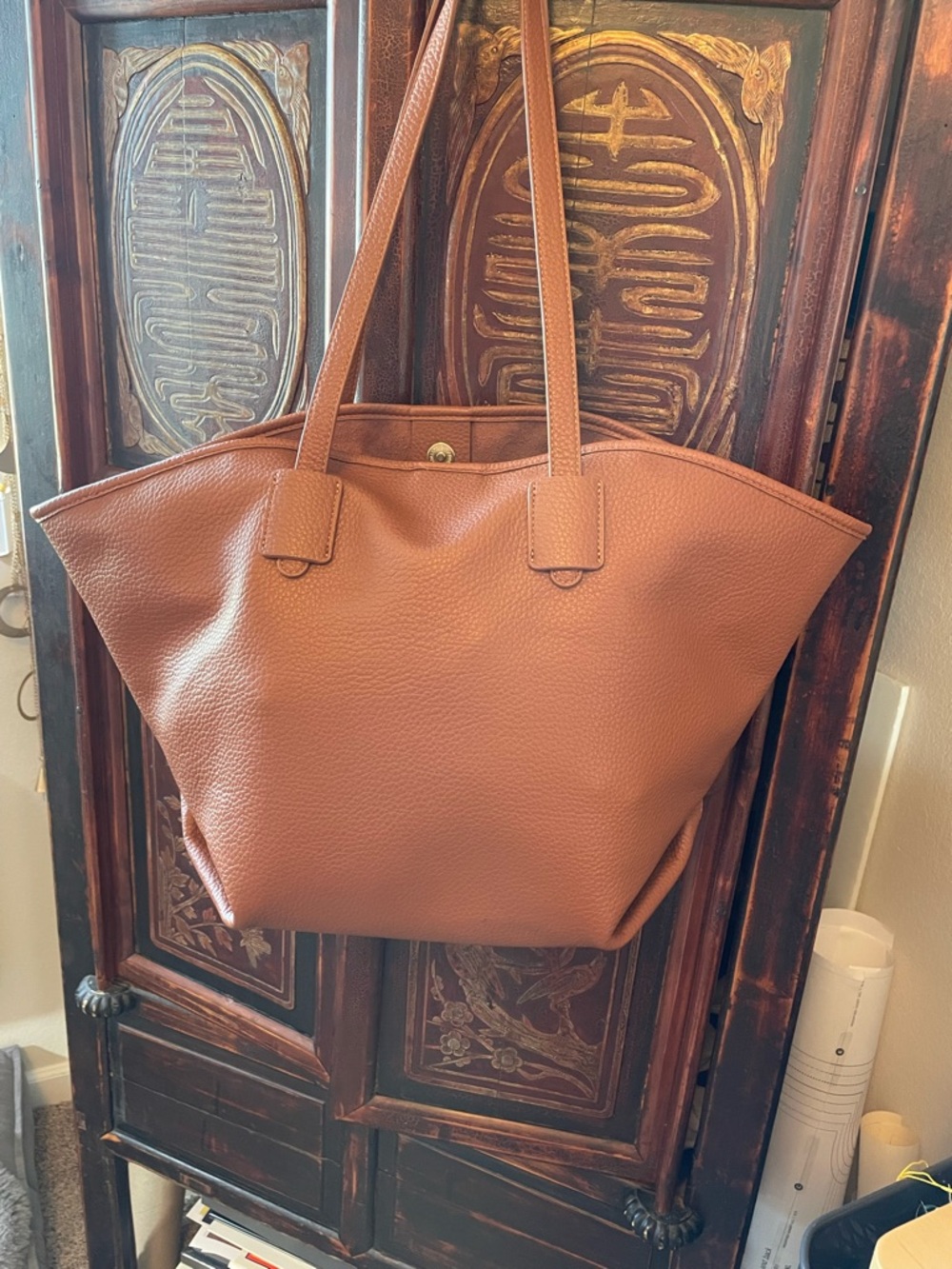 Anthropologie Brown Vegan Leather Tote Bag